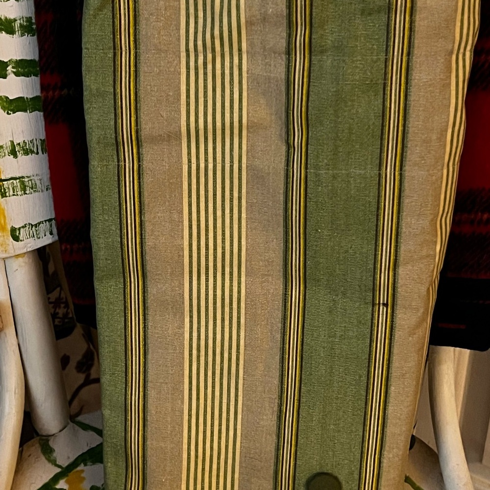 Waverly Yacht Club Green Tan Stripe Button Double Scallop Valance 16 X 75